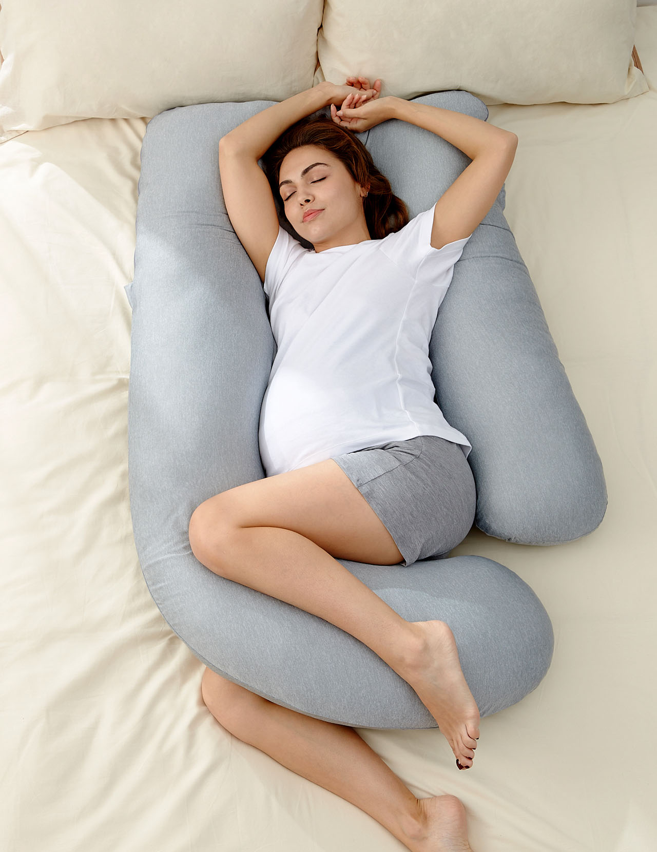 Momcozy U Shaped Cooling Fabric Pregnancy Pillow Gray MCMYZ01-NA00NB-MS -  Best Buy