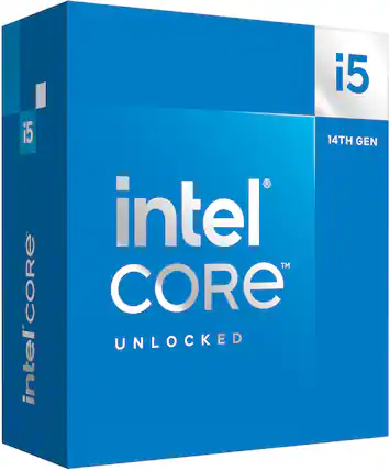 The text on the image is: "Intel Core i5 14th Gen Intel Core Unlocked."