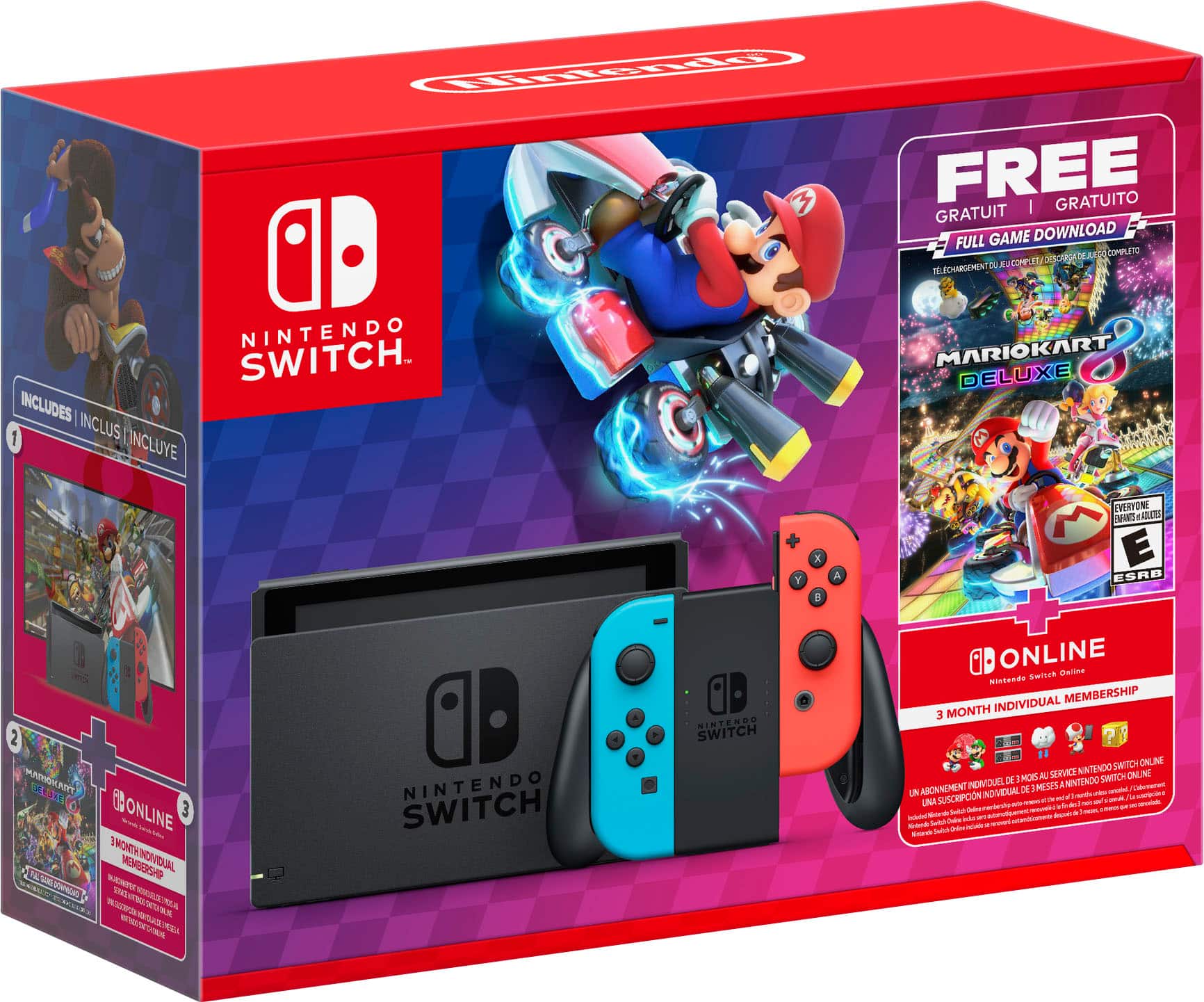Front. Nintendo - Switch Mario Kart 8 Deluxe Bundle (Full Game Download + 3 Mo. Switch Online Membership Included) - Multi.