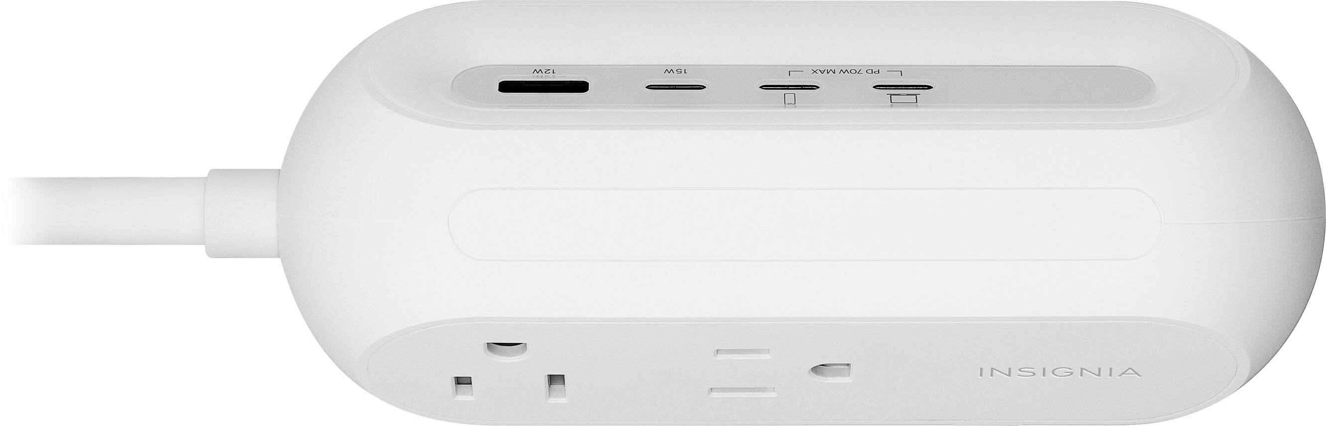 Insignia™ - 6-in-1 70W Charging Station with 2 AC outlets, 3 USB-C and 1 USB ports for laptops, tablets, smartphones and more - White