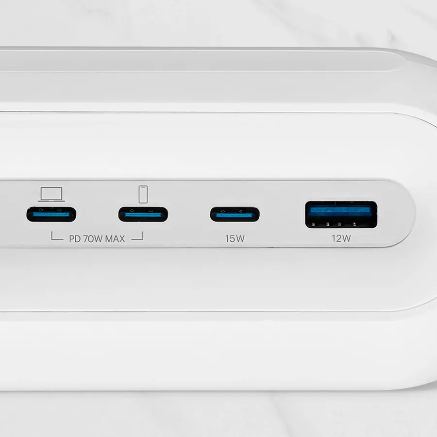 Alt View 17. Insignia™ - 6-in-1 70W Charging Station with 2 AC outlets, 3 USB-C and 1 USB ports for laptops, tablets, smartphones and more - White.