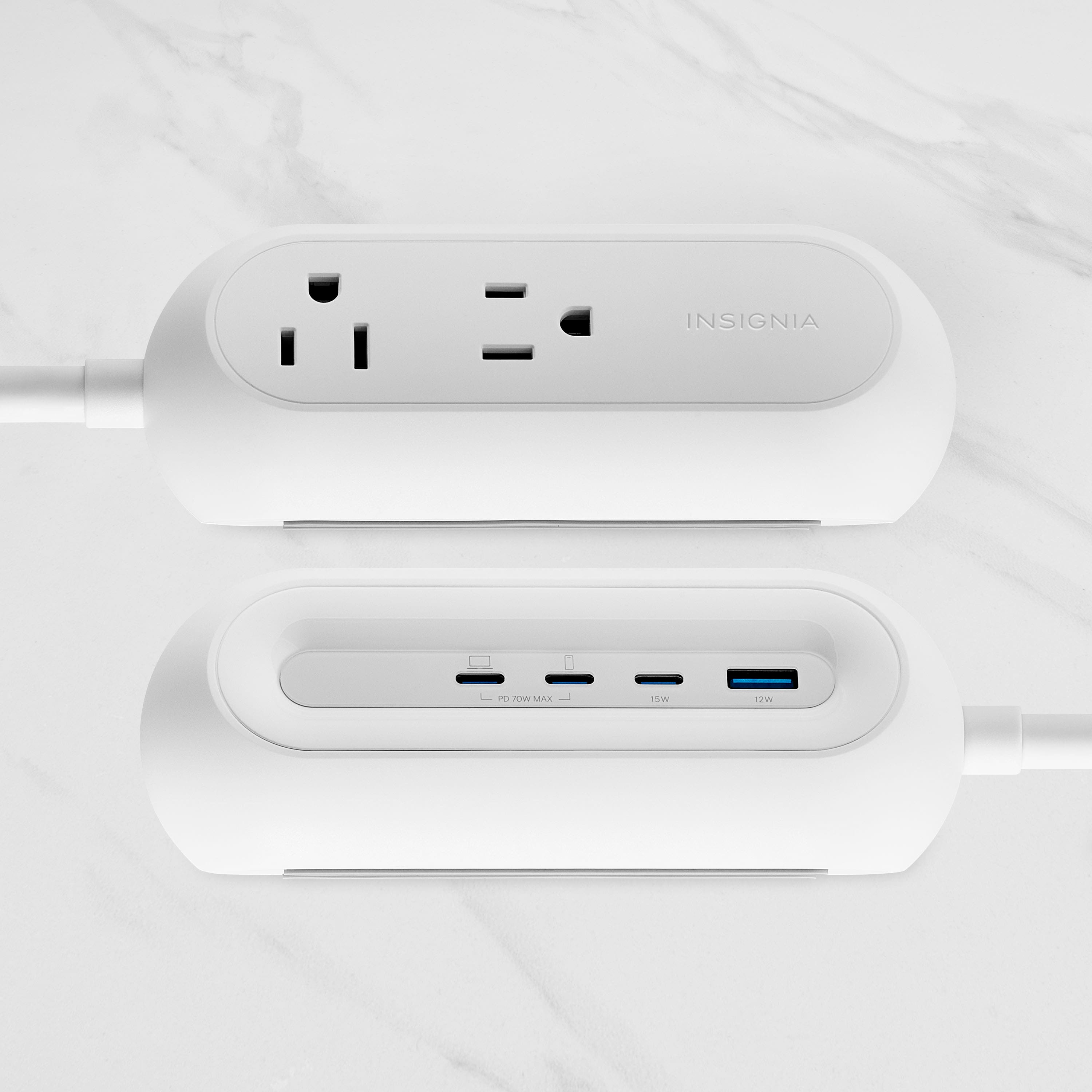 Alt View 18. Insignia™ - 6-in-1 70W Charging Station with 2 AC outlets, 3 USB-C and 1 USB ports for laptops, tablets, smartphones and more - White.