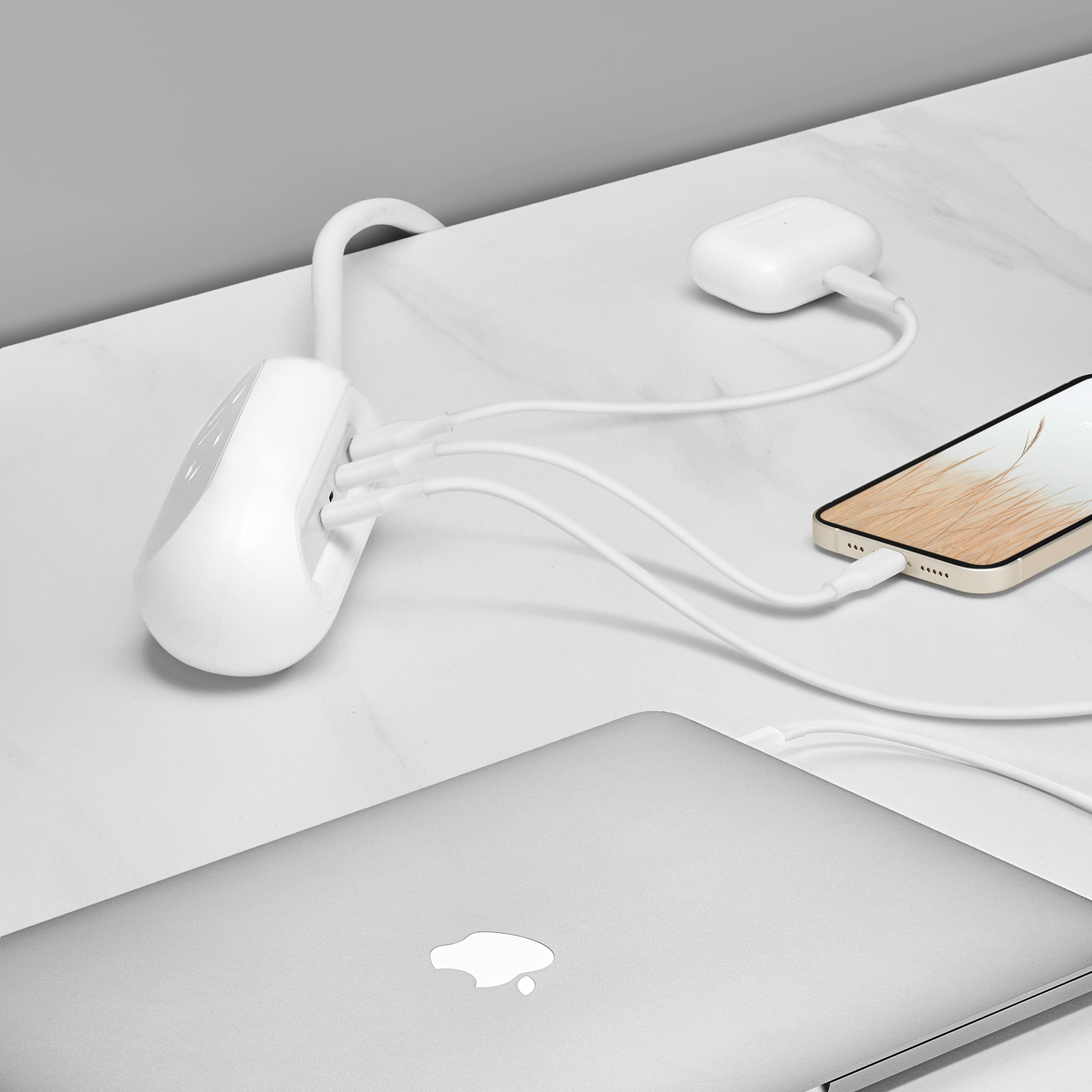 Alt View 21. Insignia™ - 6-in-1 70W Charging Station with 2 AC outlets, 3 USB-C and 1 USB ports for laptops, tablets, smartphones and more - White.