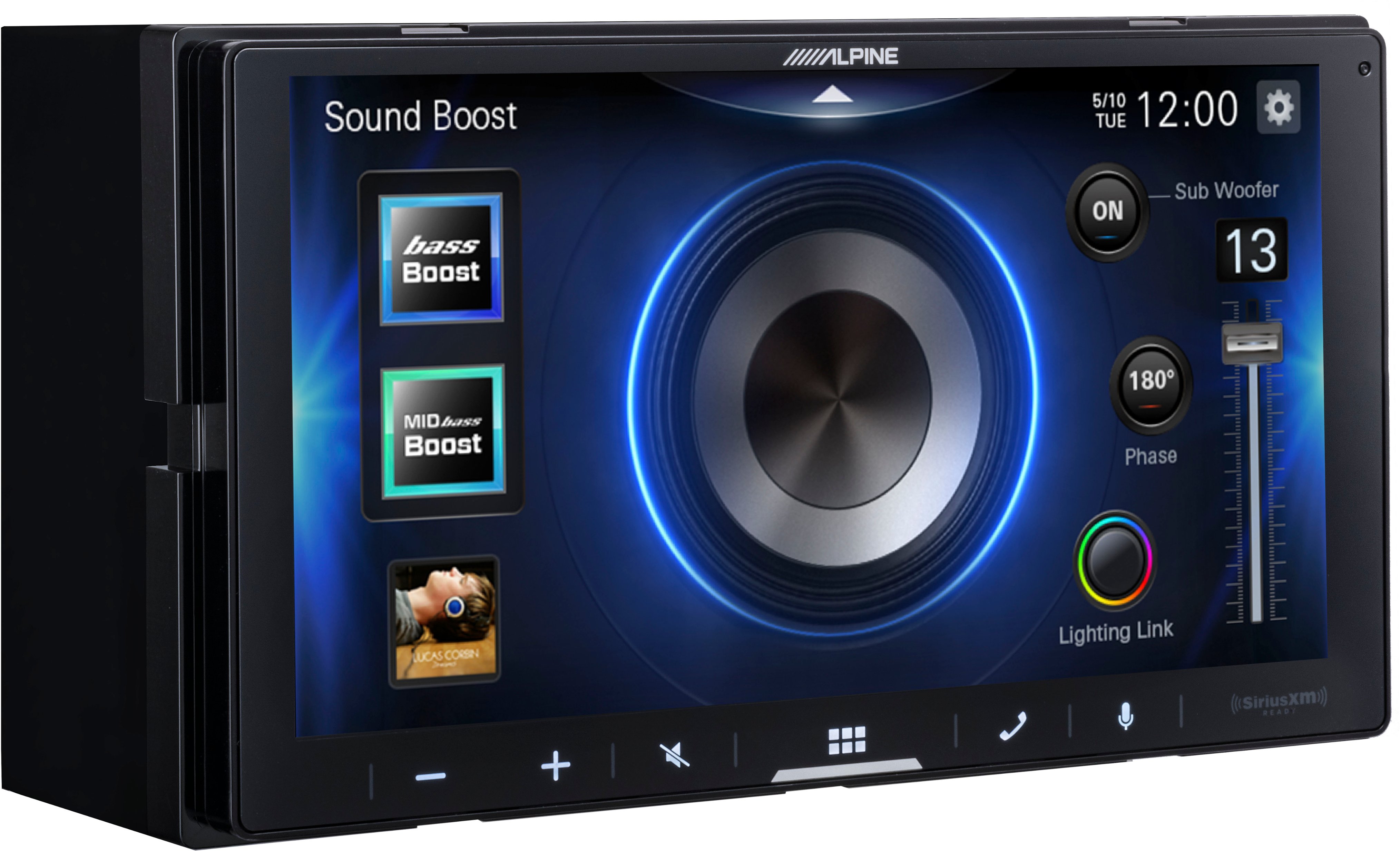 Left View: Stinger - 10” Android Auto/Apple CarPlay Bluetooth Digital Media Receiver - Black