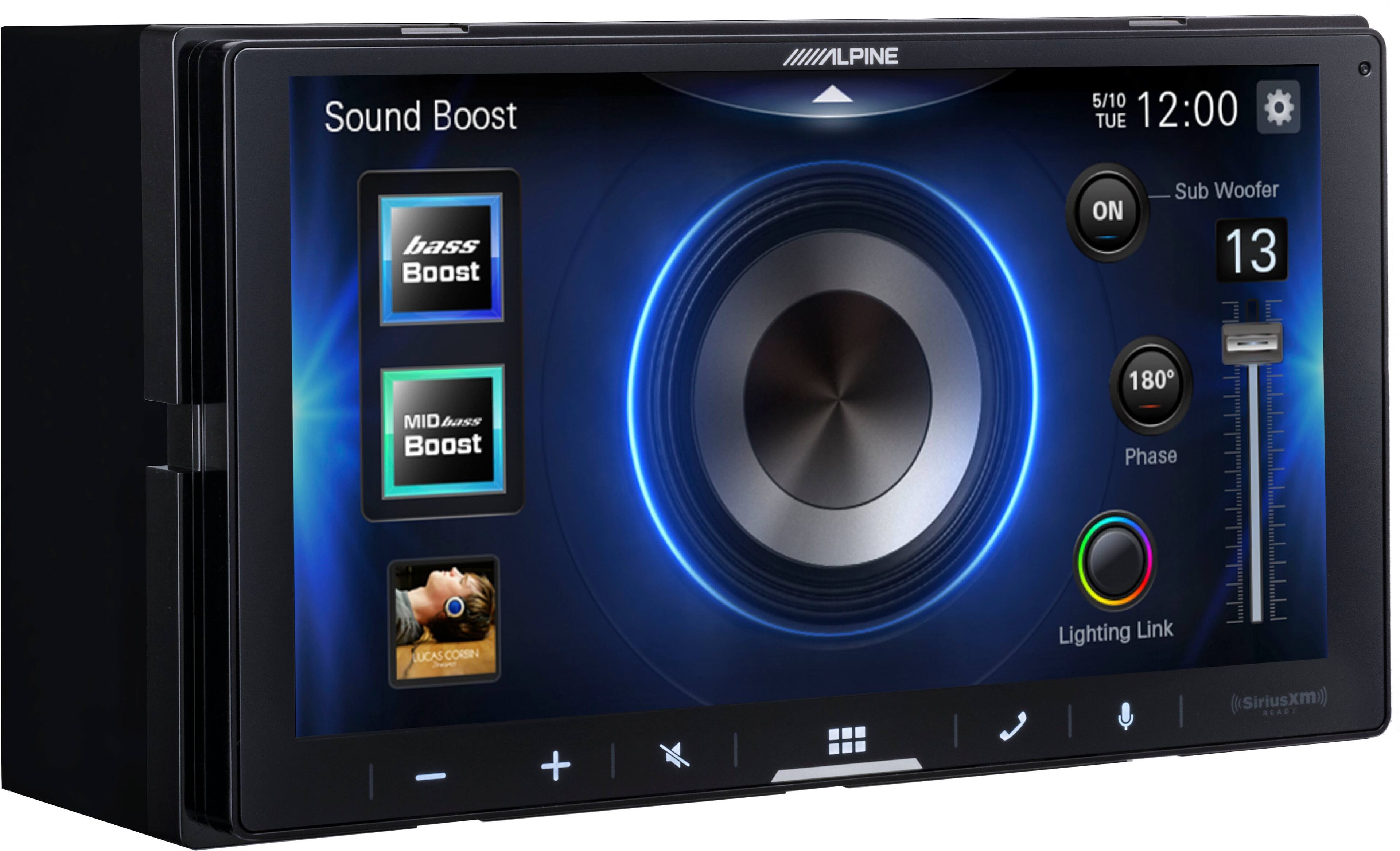 Left. Alpine - 7"  Android Auto and Apple CarPlay Bluetooth Digital Media Receiver - Black.