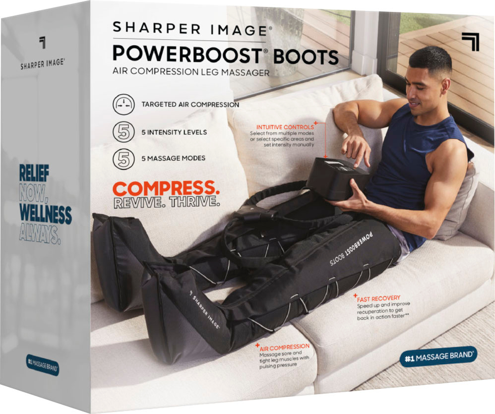 Sharper Image Powerboost Boots, Air Compression Leg Massager Black 1017189  - Best Buy