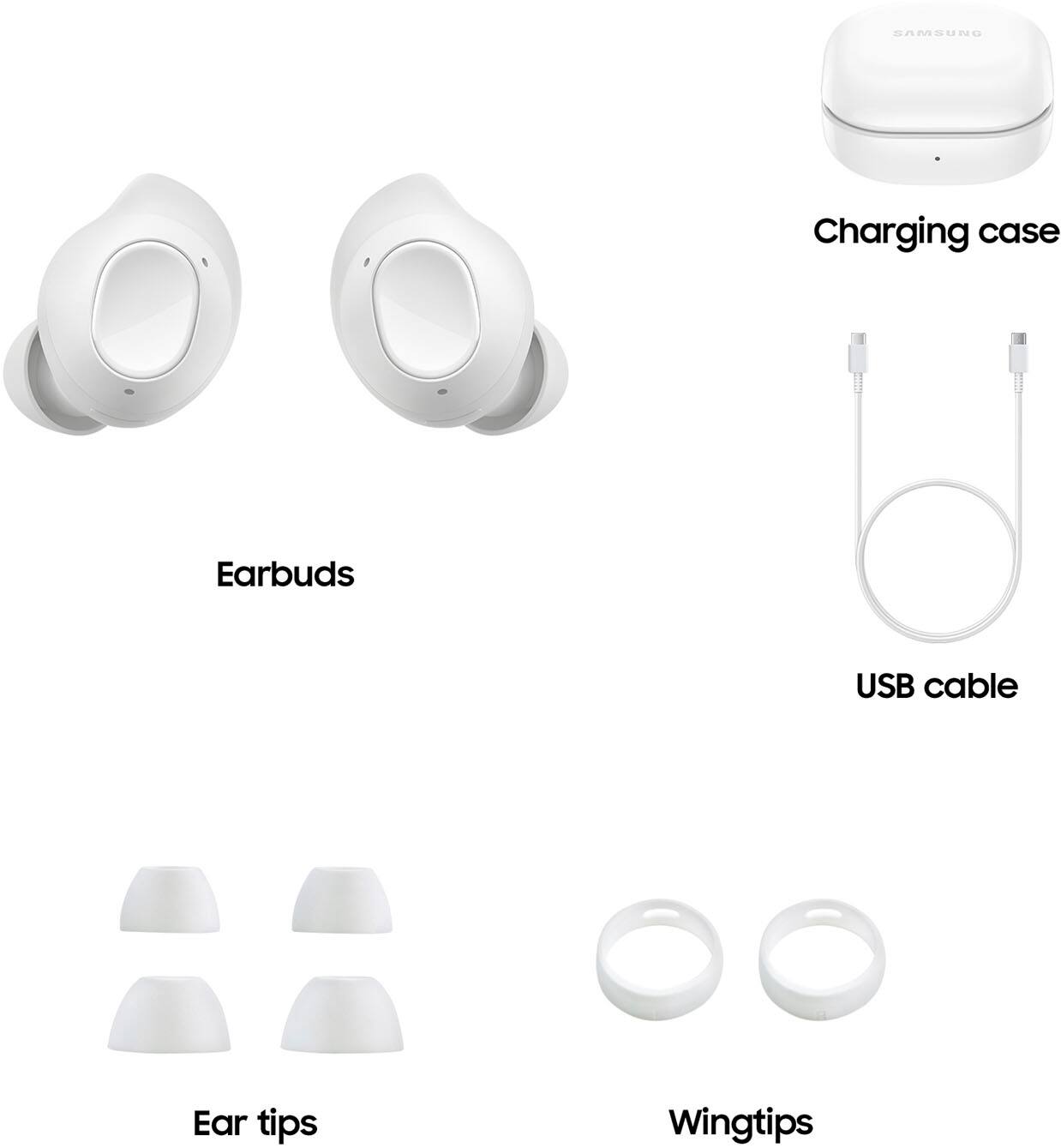 Alt View 19. Samsung - Galaxy Buds FE Wireless Earbud Headphones - White.