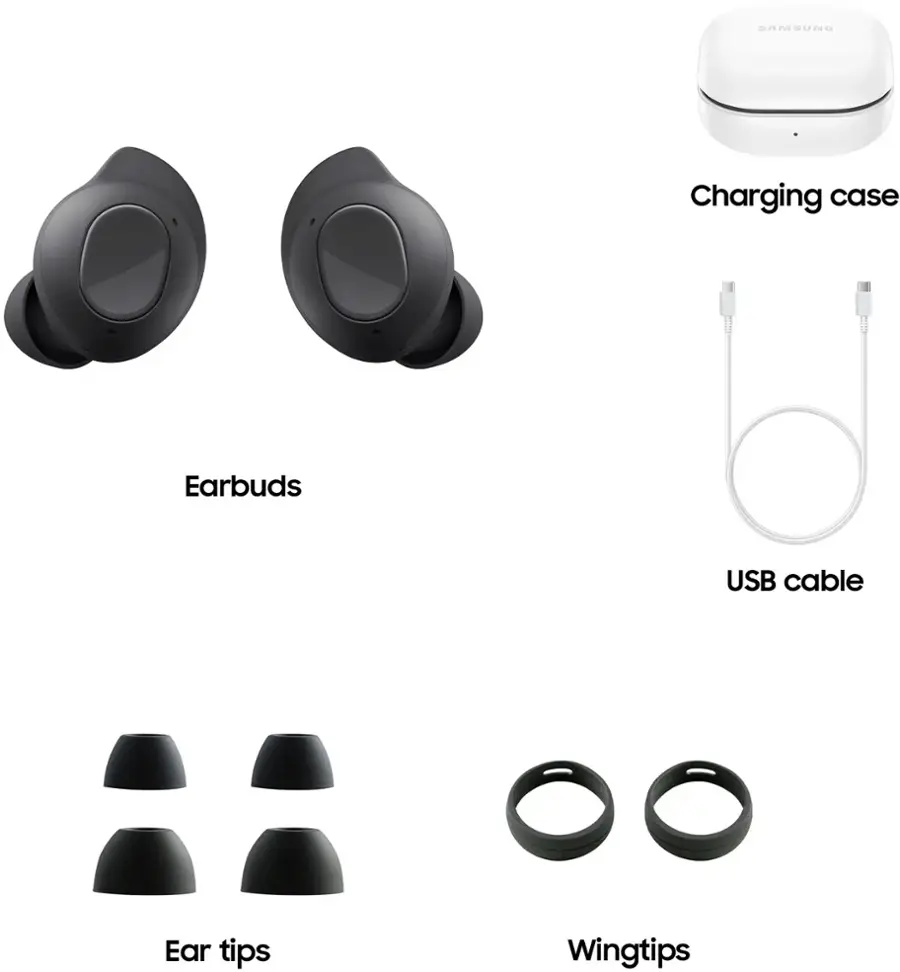 Alt View 19. Samsung - Galaxy Buds FE Wireless Earbud Headphones - Graphite.