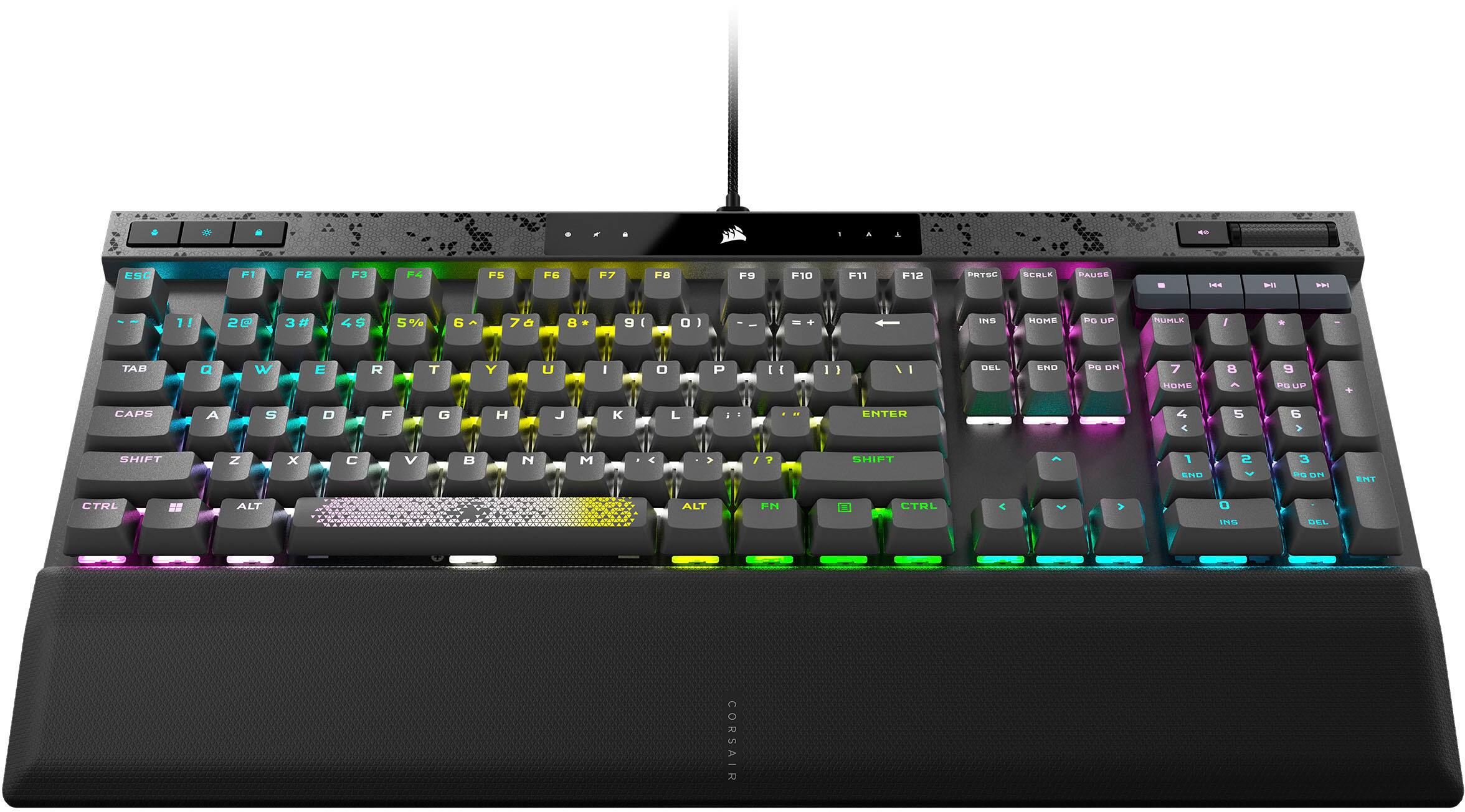 Angle. CORSAIR - K70 MAX RGB Magnetic-Mechanical Gaming Keyboard with PBT Double-Shot Keycaps - Steel Gray.