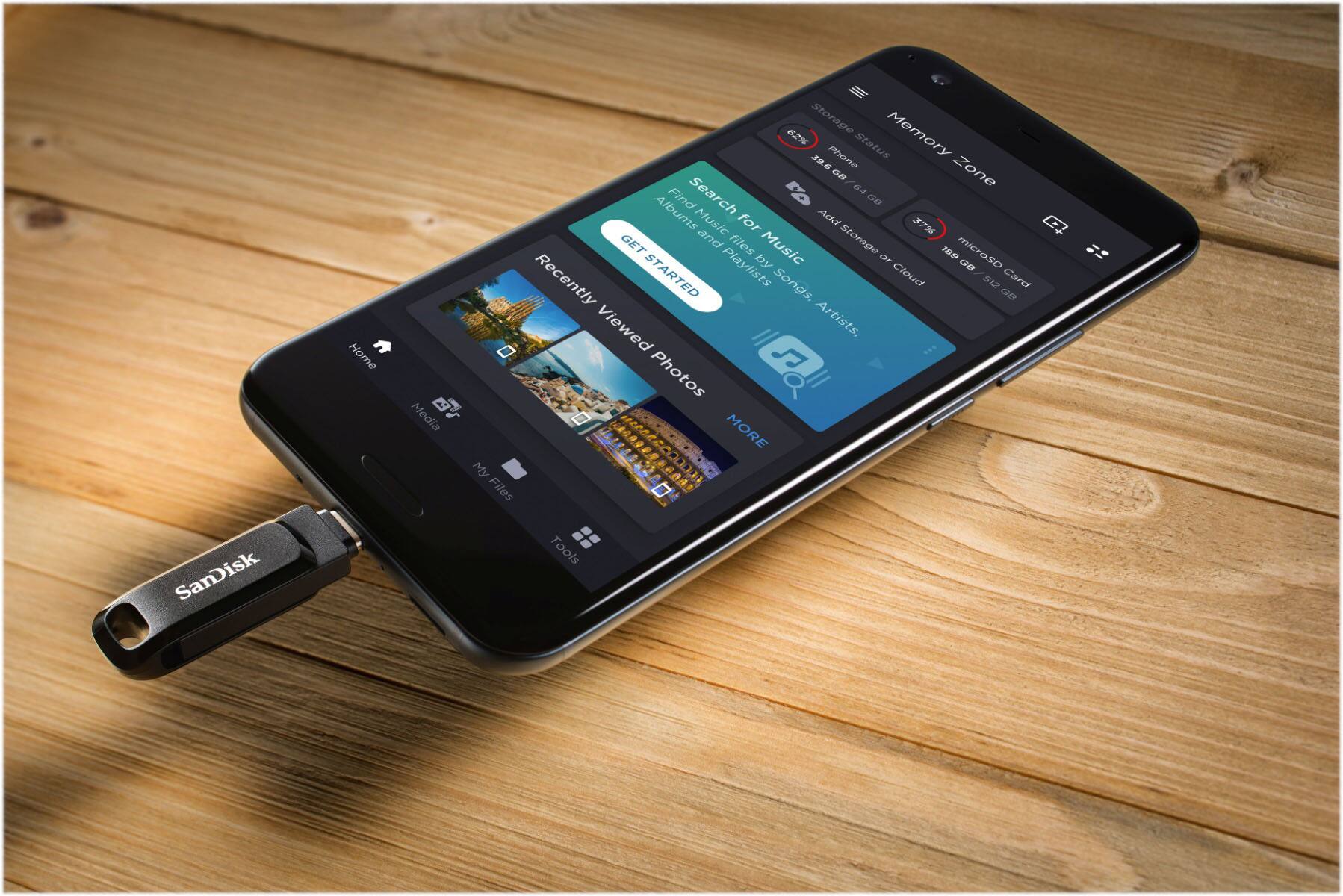 Alt View 20. SanDisk - Ultra Dual Drive Go 1TB USB Type-A/USB Type-C Flash Drive - Black.