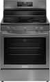 Frigidaire - Gallery 30 in. Wide 5 elements 5.3 Cu. Ft. Freestanding Electric Total Convection Range with No Preheat and Air Fry - Black Stainless Steel