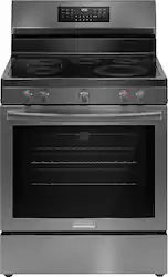 Frigidaire - Gallery 5.3 Cu. Ft. Freestanding Electric Total Convection Range with No Preheat and Air Fry - Black Stainless Steel - Front_Zoom