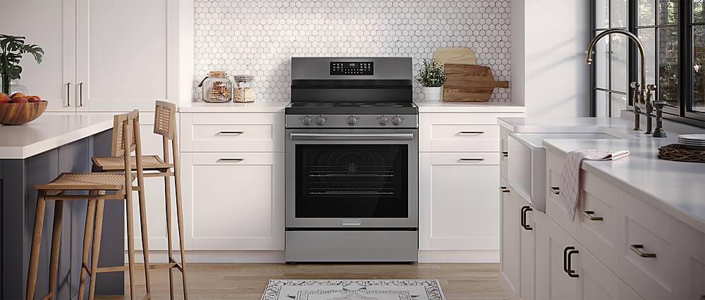 Alt View 14. Frigidaire - Gallery 5.3 Cu. Ft. Freestanding Electric Total Convection Range - Black Stainless Steel.