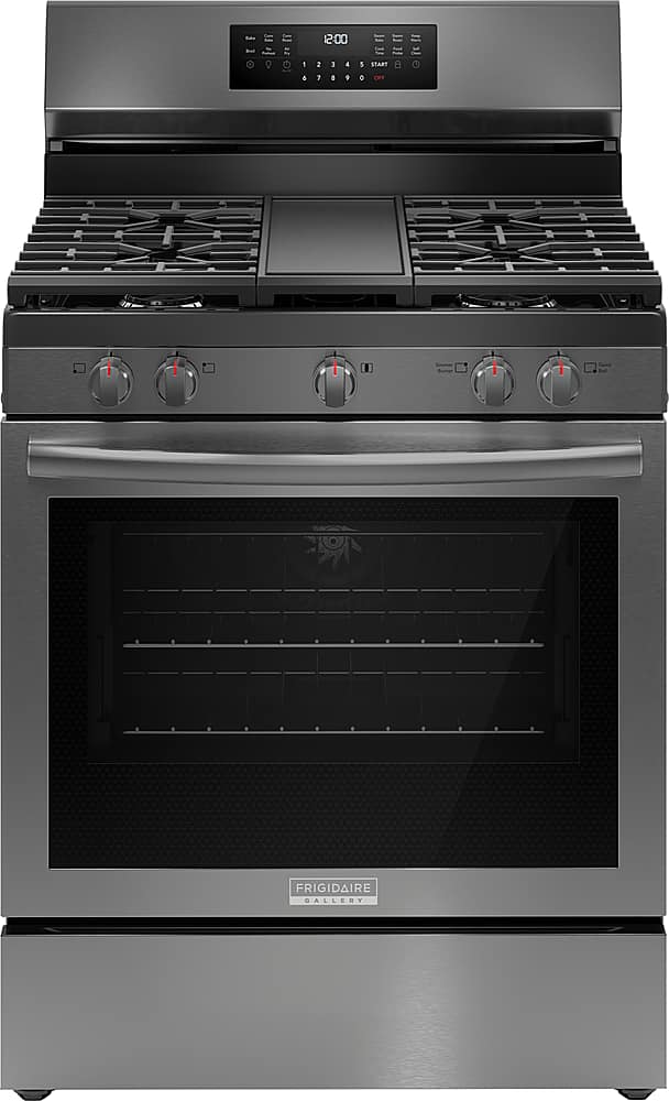 Frigidaire - Gallery 5.1 Cu. Ft. Freestanding Gas Total Convection Range with Self Cleaning - Black Stainless Steel - Front_Zoom