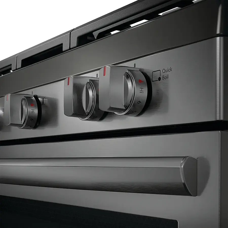Alt View 12. Frigidaire - Gallery 5.1 Cu. Ft. Freestanding Gas Total Convection Range with Self Cleaning - Black Stainless Steel.
