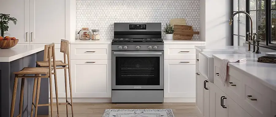 Alt View 14. Frigidaire - Gallery 5.1 Cu. Ft. Freestanding Gas Total Convection Range with Self Cleaning - Black Stainless Steel.