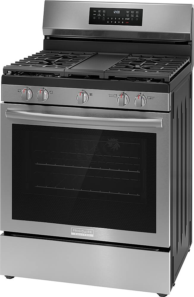 Angle. Frigidaire - Gallery 5.1 Cu. Ft. Freestanding Gas Total Convection Range with Self Cleaning - Stainless Steel.