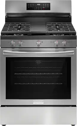 Front. Frigidaire - Gallery 5.1 Cu. Ft. Freestanding Gas Total Convection Range with Self Cleaning - Stainless Steel.