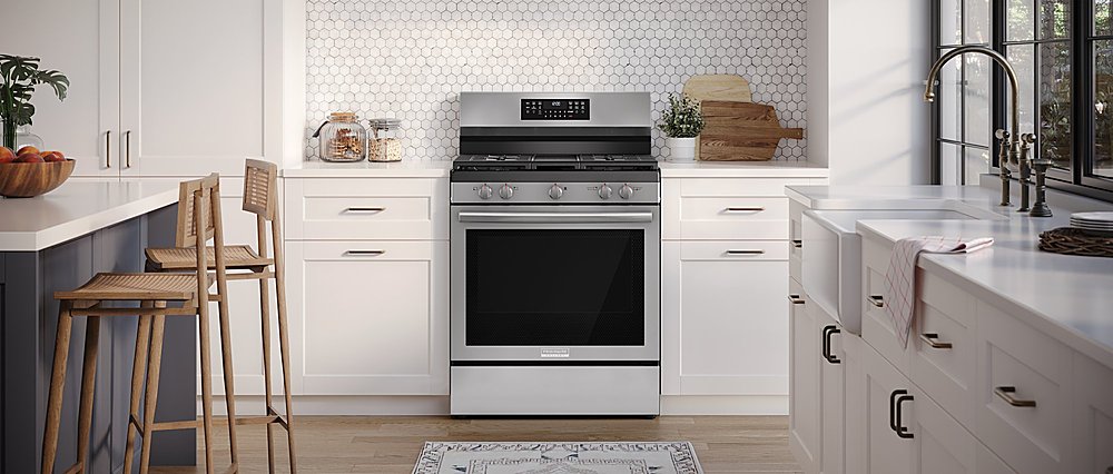 FRIGIDAIRE GALLERY 30 in. 6 cu. ft. 5 Burner Slide-In Gas Range with Total  Convection and Air Fry in Smudge Proof Black Stainless Steel GCFG3060BD -  The Home Depot