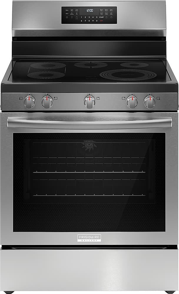 Frigidaire - Gallery 30 in. Wide 5 elements 5.3 Cu. Ft. Freestanding Electric Total Convection Range with No Preheat and Air Fry - Stainless Steel