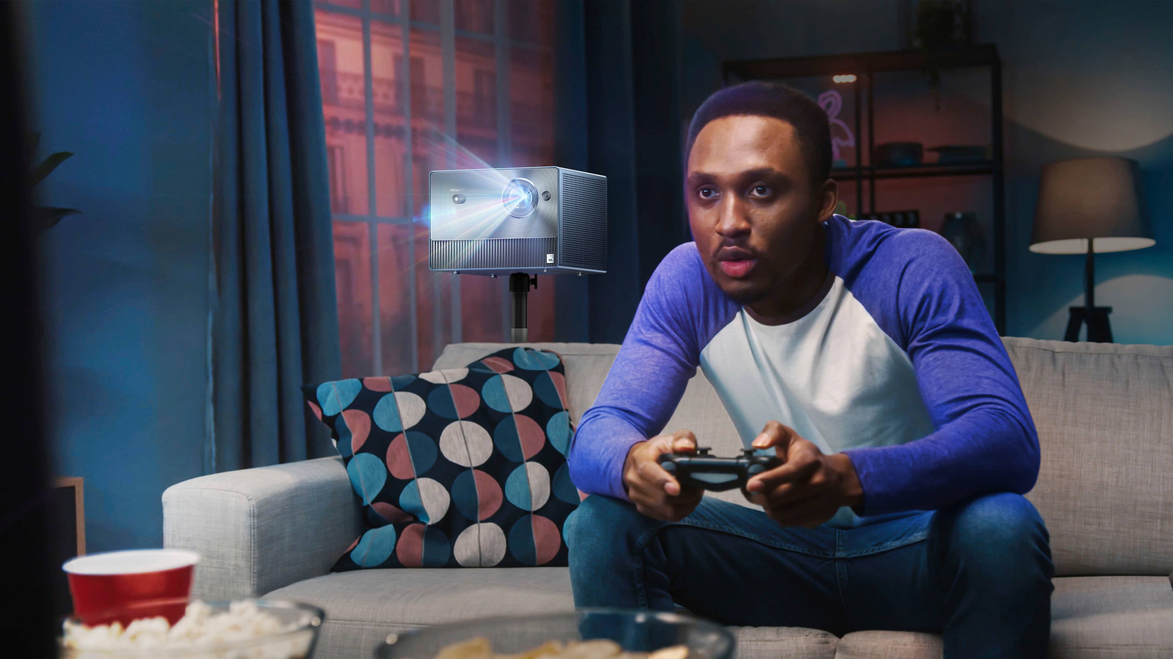 Alt View 13. Hisense - C1 Portable Laser Short Throw Mini Projector, Variable Screen Size 65"~300", 4K UHD, 1600 Lumens, Dolby Vision & Atmos - Prussian blue.