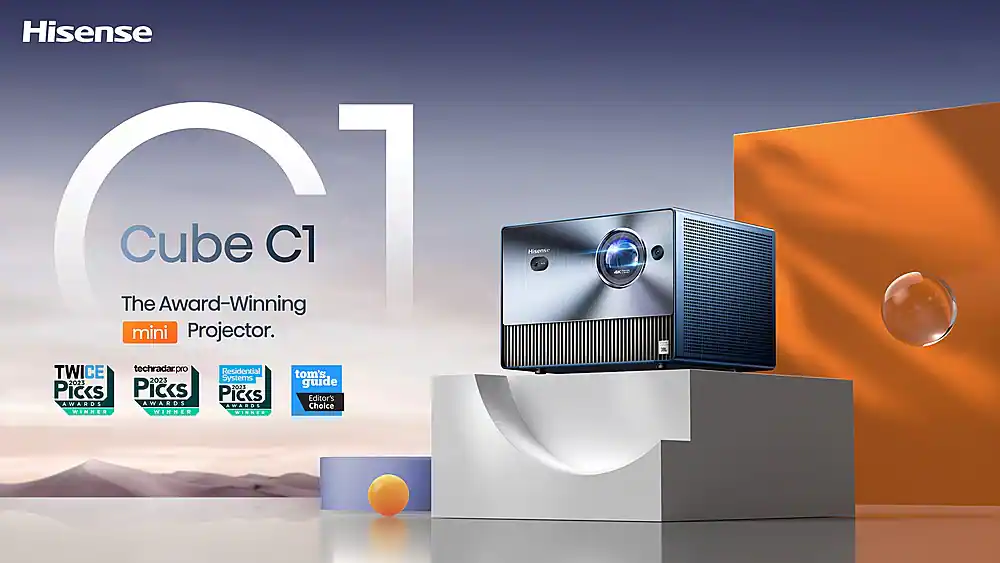 Alt View 15. Hisense - C1 Portable Laser Short Throw Mini Projector, Variable Screen Size  65"~300", 4K UHD, 1600 Lumens, Dolby Vision & Atmos - Prussian blue.