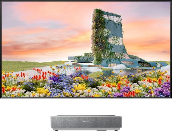 Front Zoom. Hisense - L5H Laser TV X-Fusion™ UST Projector with INCLUDED 100" ALR Screen, 4K UHD, 2700 Lumens, Dolby Vision & Atmos, Google TV - Black.