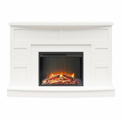 Ameriwood Home Barrow Creek Mantel with Fireplace - White - Front_Zoom