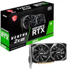 Front. MSI - NVIDIA RTX 3050 VENTUS 2X XS 8G OC - 8GB GDDR6 - PCI Express 4.0 - Graphics Card - Black.