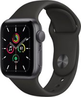 Apple Geek Squad Certified Refurbished Watch SE (GPS) 40mm Space Gray Aluminum Case with Black Sport Band - Space Gray - Front_Zoom