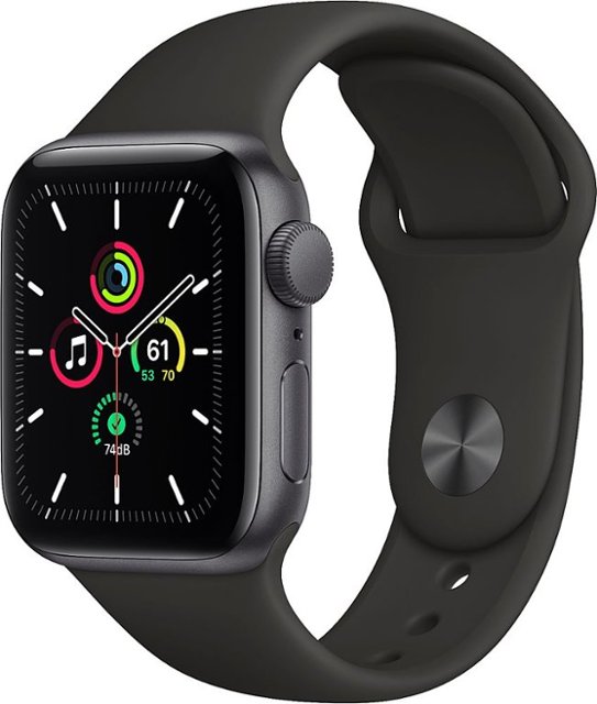 Apple Geek Squad Certified Refurbished Watch SE (GPS) 40mm Space Gray Aluminum Case with Black Sport Band - Space Gray