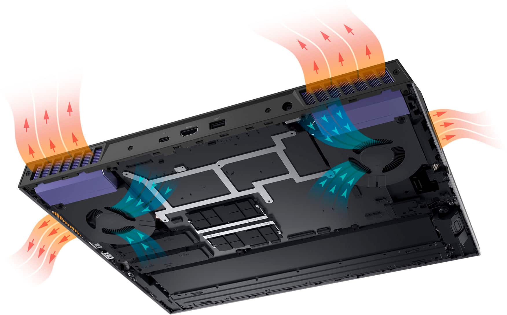 Alt View 14. Dell - G16 16" Gaming Laptop - Intel Core i9 - NVIDIA GeForce RTX 4060 - 32GB Memory - 1TB SSD - Metallic Nightshade.