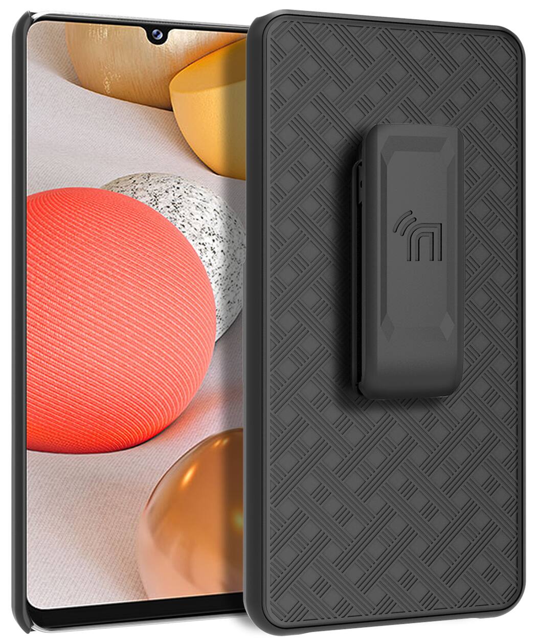 Alt View 5. Nakedcellphone - Case with Stand and Belt Clip Holster for Samsung Galaxy A42 - Black.