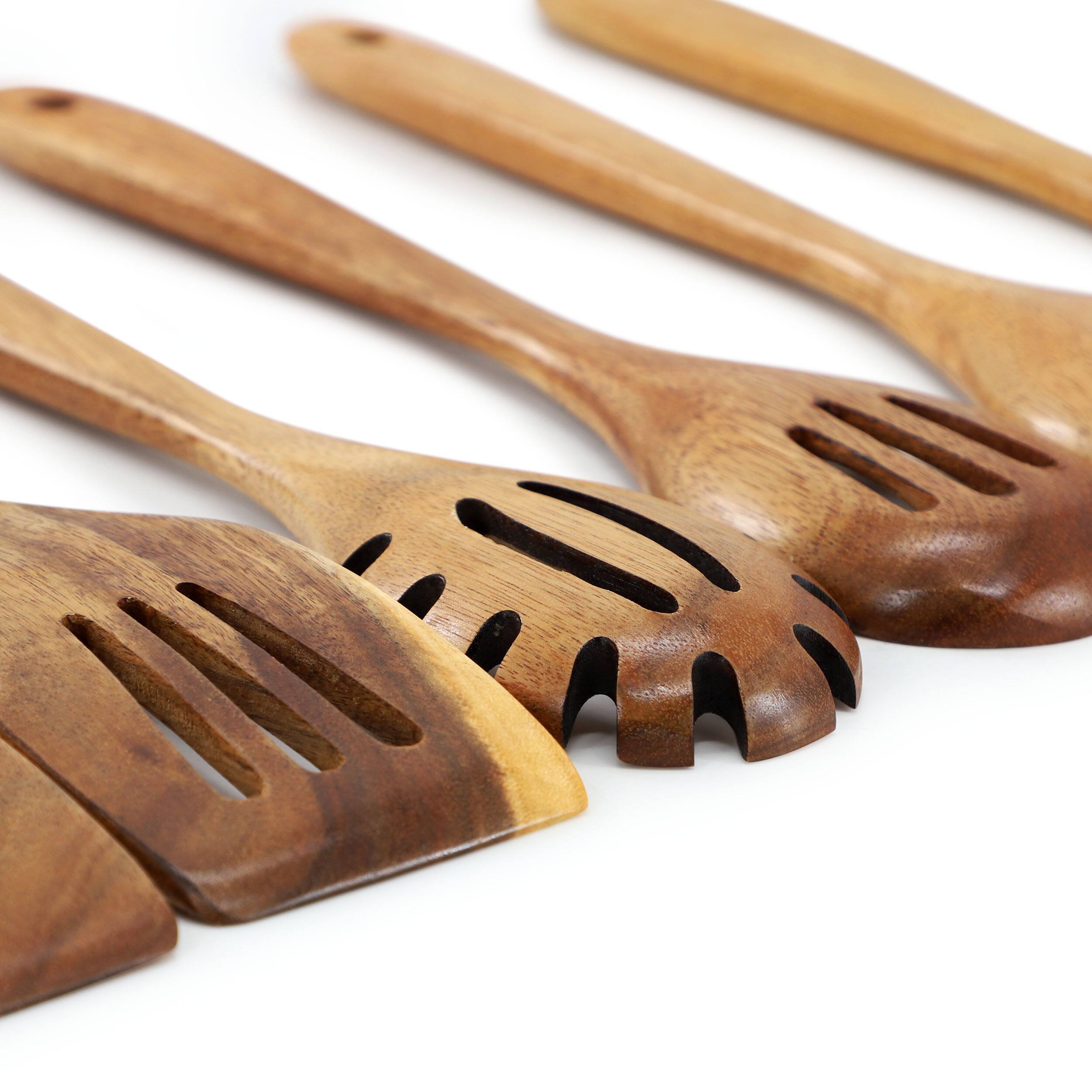 Alt View 2. MegaChef - MegaChef 6 Piece Acacia Wood Kitchen Utensil Set - Brown.