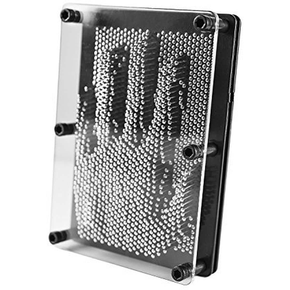 JuzToys - 3D Pin Art Board Game Toy, Classic Pin Impression Desk Toys Sculpture for Children Adults, Metal - Silver