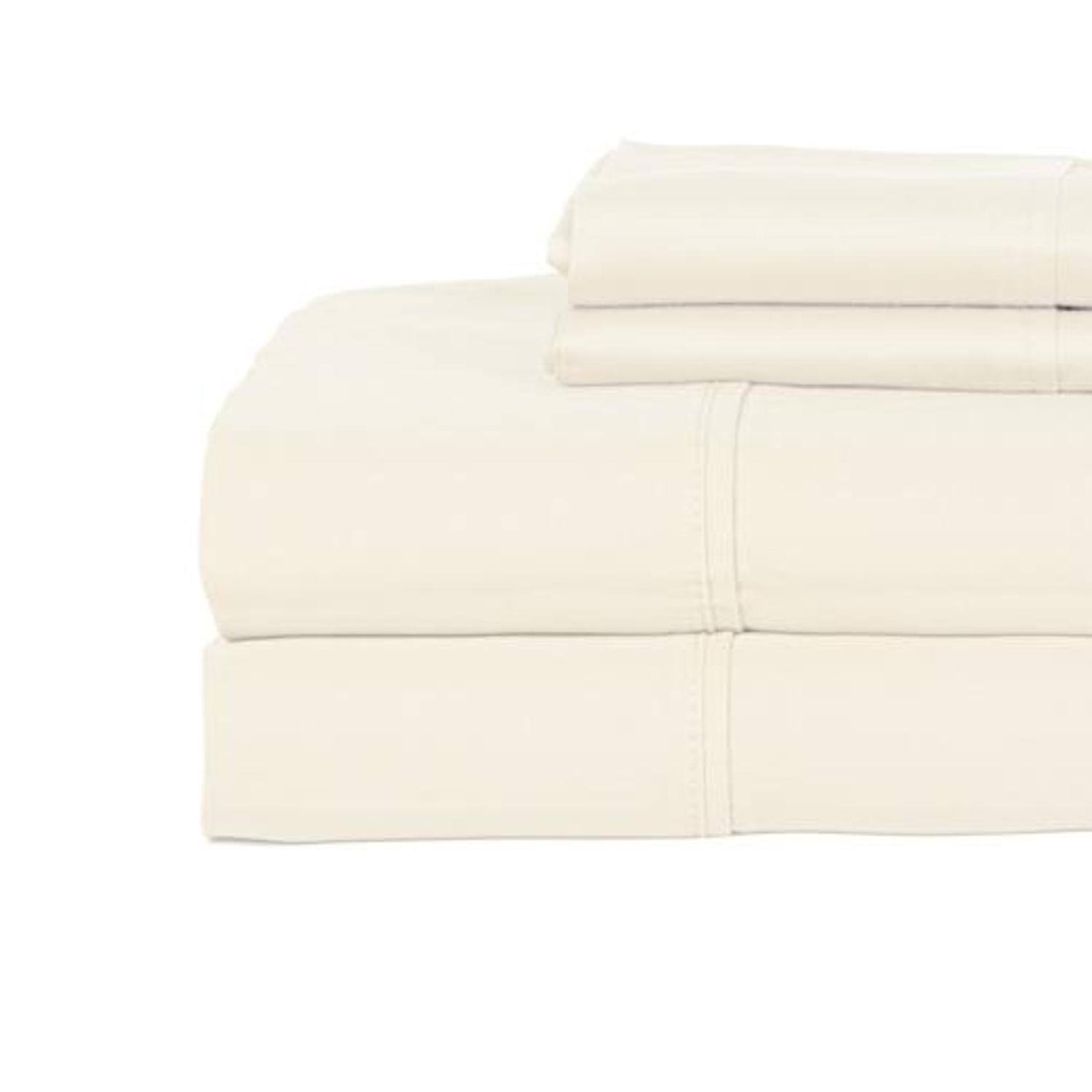 Alt View 1. Castle Hill London - Castle Hill London 410 Thread Count Cotton Sateen Sheet Set Deep Pocket - Queen, Ivory - Ivory.