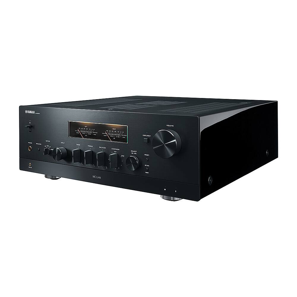 Left View: Yamaha - Continuous Power 180 Watt 2.0 Channel Bluetooth Network Stereo Receiver, with Yamaha's MusicCast System - Black