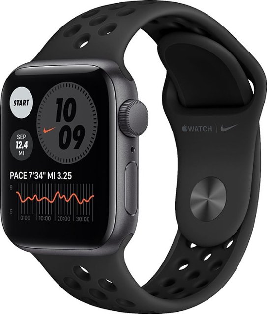 Front Zoom. Apple GSRF Watch Nike SE (GPS) 40mm Space Gray Aluminum Case with Anthracite/Black Nike Sport Band - Space Gray.