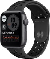 Apple - GSRF Watch Nike SE (GPS) 44mm Space Gray Aluminum Case with Anthracite/Black Nike Sport Band - Space Gray - Front_Zoom