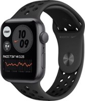 Apple GSRF Watch Nike SE (GPS) 44mm Space Gray Aluminum Case with Anthracite/Black Nike Sport Band - Space Gray - Front_Zoom