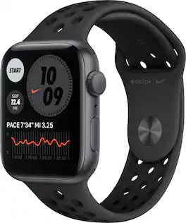 Geek Squad Refurbished Good - Apple Watch Nike SE (GPS) 44mm Aluminum Casewith Anthracite/Black Nike Sport Band - Space Gray - (2020)