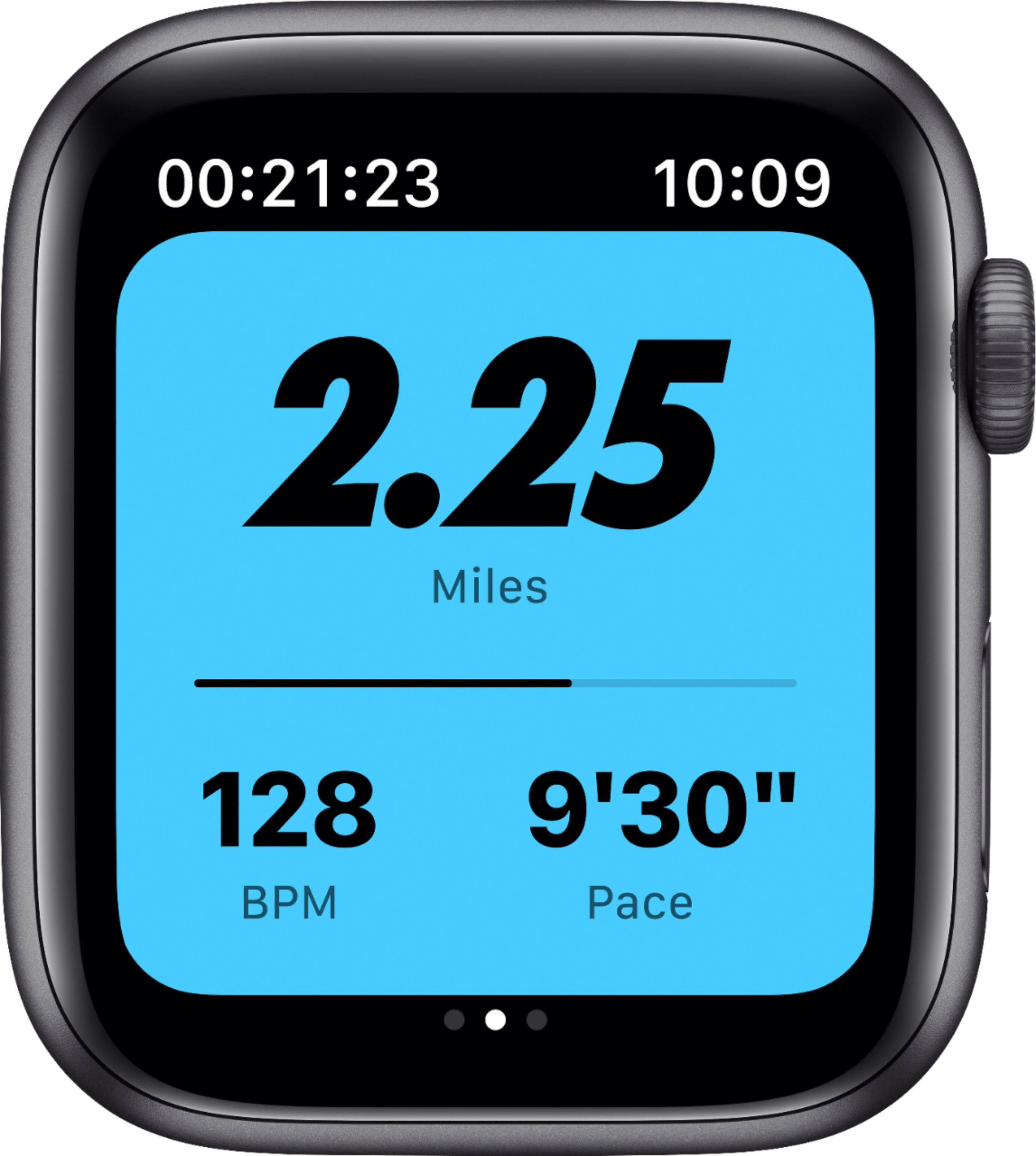 Alt View 12. Apple - GSRF Watch Nike SE (GPS) 44mm Space Gray Aluminum Case with Anthracite/Black Nike Sport Band - Space Gray.