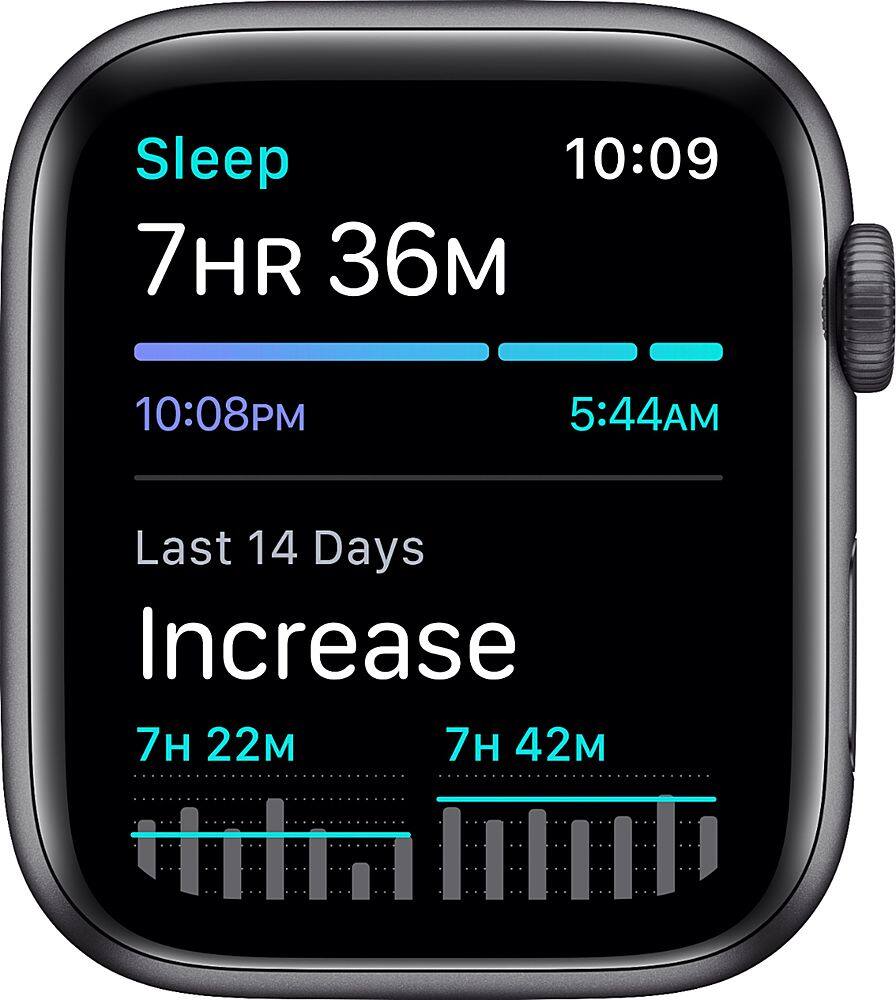 Alt View 14. Apple - GSRF Watch Nike SE (GPS) 44mm Space Gray Aluminum Case with Anthracite/Black Nike Sport Band - Space Gray.