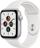 Apple - Geek Squad Certified Refurbished Watch SE (GPS) 44mm Silver Aluminum Case with White Sport Band - Silver - Front_Zoom
