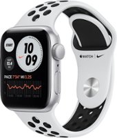 Apple - GSRF Watch Nike SE (GPS) 40mm Silver Aluminum Case with Pure Platinum/Black Nike Sport Band - Silver - Front_Zoom