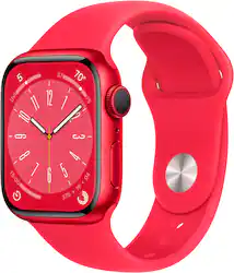 Apple Geek Squad Certified Refurbished Watch Series 8 (GPS) 41mm Aluminum Case with Sport Band - S/M - (PRODUCT)RED - (2022) - Front_Zoom