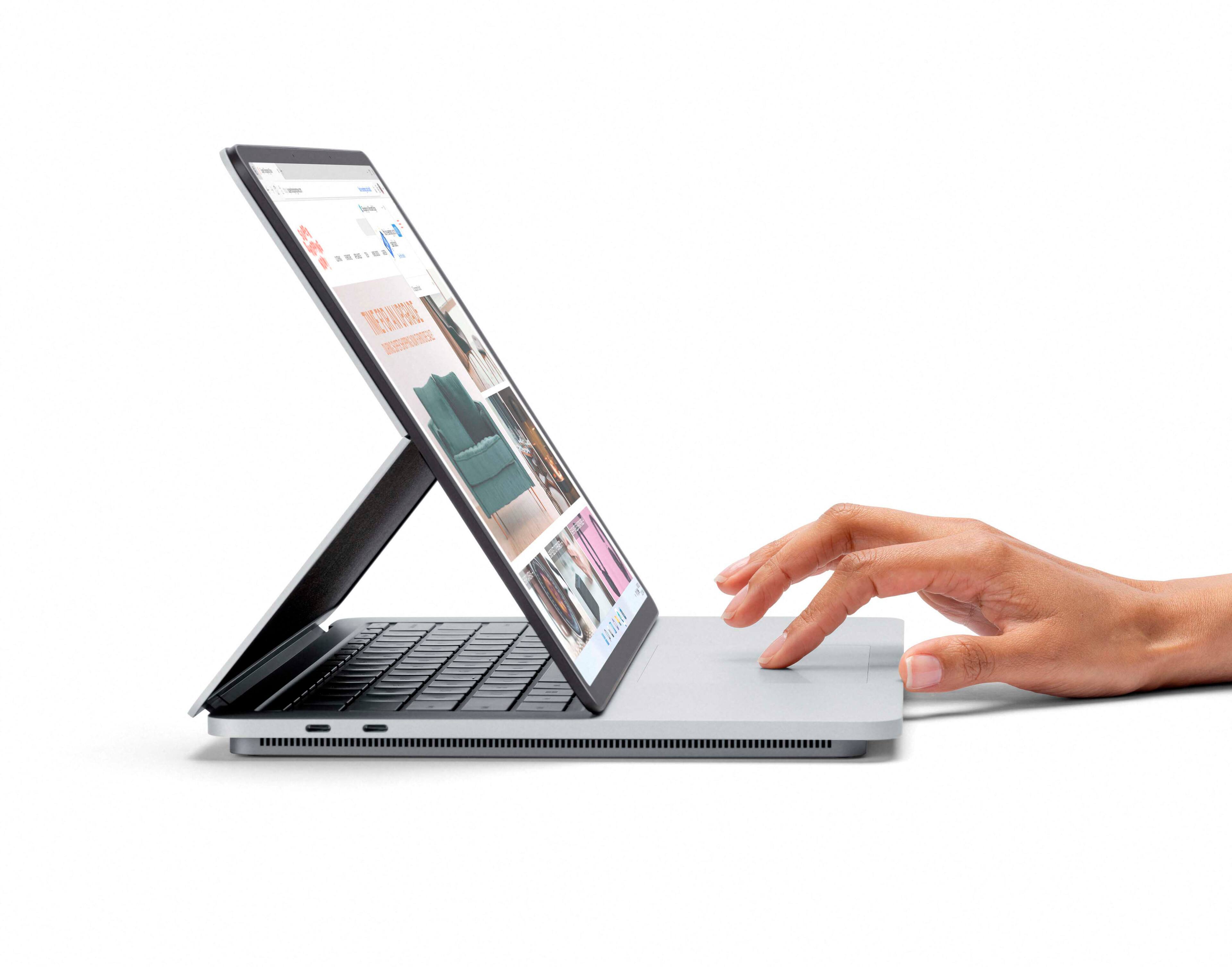 Alt View 15. Microsoft - GSRF Surface Laptop Studio – 14.4” Touch Screen – Intel Core i7 -32GB Memory – NVIDIA GeForce RTX 3050 Ti - 2TB SSD - Platinum.