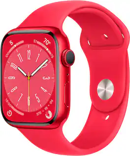 Apple Geek Squad Certified Refurbished Watch Series 8 (GPS) 45mm Aluminum Case with (PRODUCT)RED Sport Band - S/M - (PRODUCT)RED - (2022)