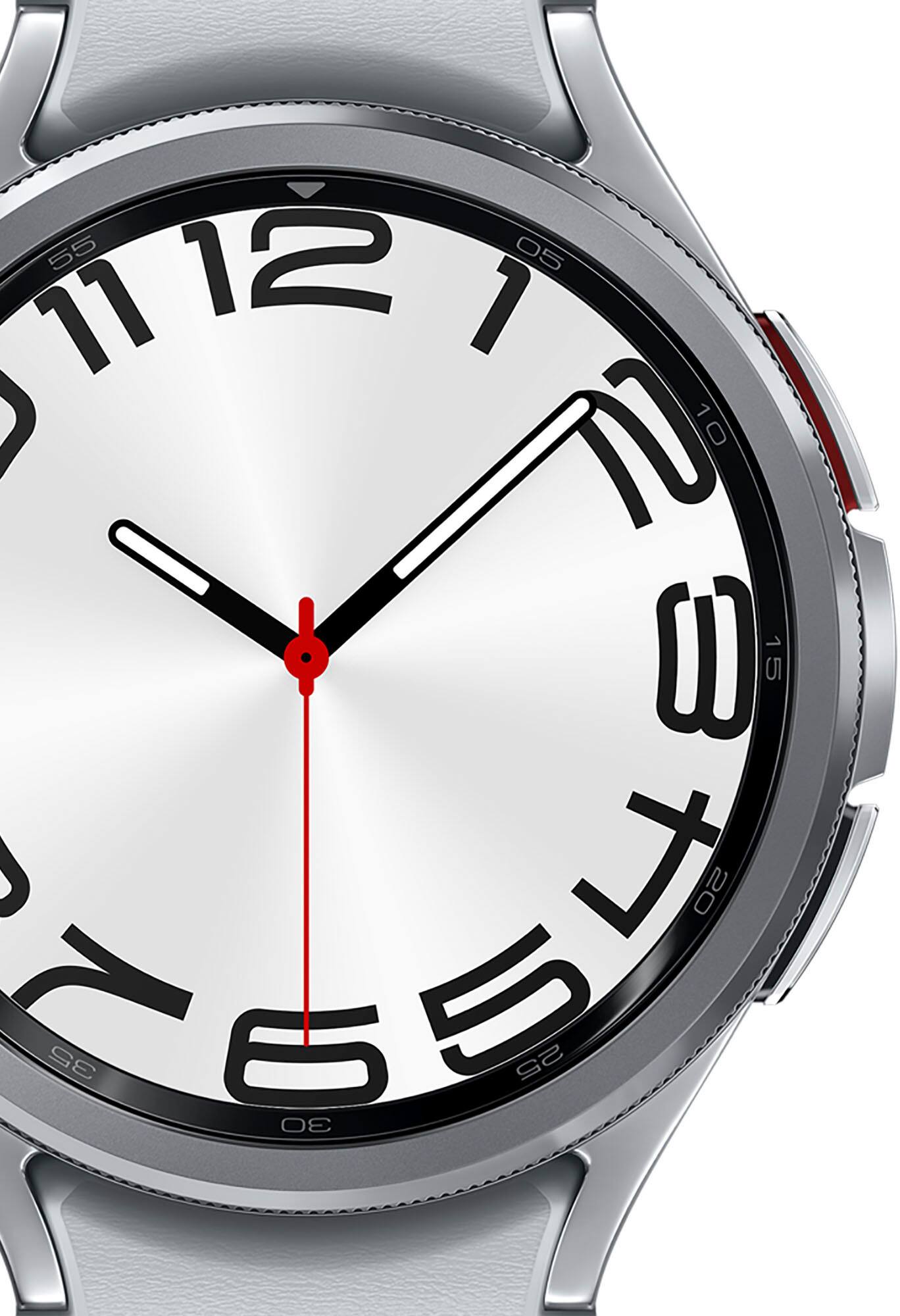 Alt View 12. Samsung - GS Cert Refurb BESPOKE Galaxy Watch6 Classic Stainless Steel Smartwatch 47mm BT D-Buckle Hybrid Eco-Leather M/L - Silver.