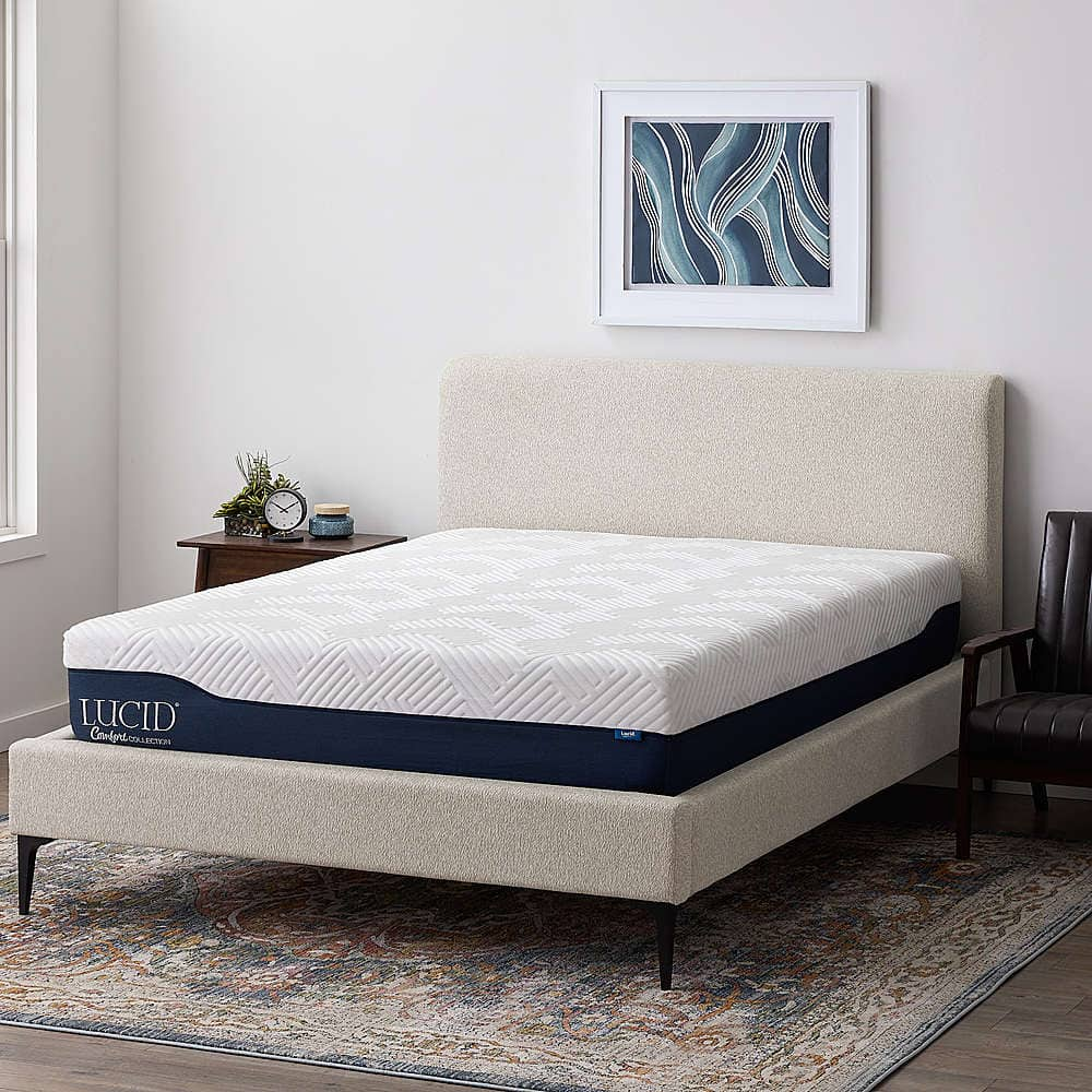 Lucid Comfort Collection 10-inch Memory Foam Hybrid Mattress King White ...